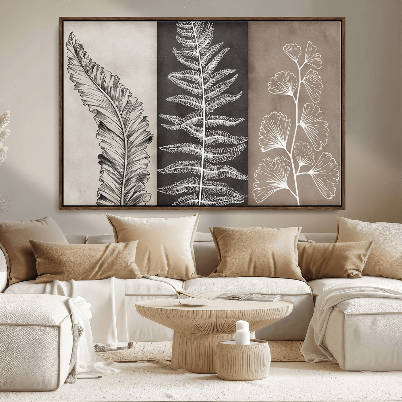MGV-FC-36X24 - Minimalist Botanical Wall Art Canvas Print, Framed and Ready to Hang - Nature Art Print for Home