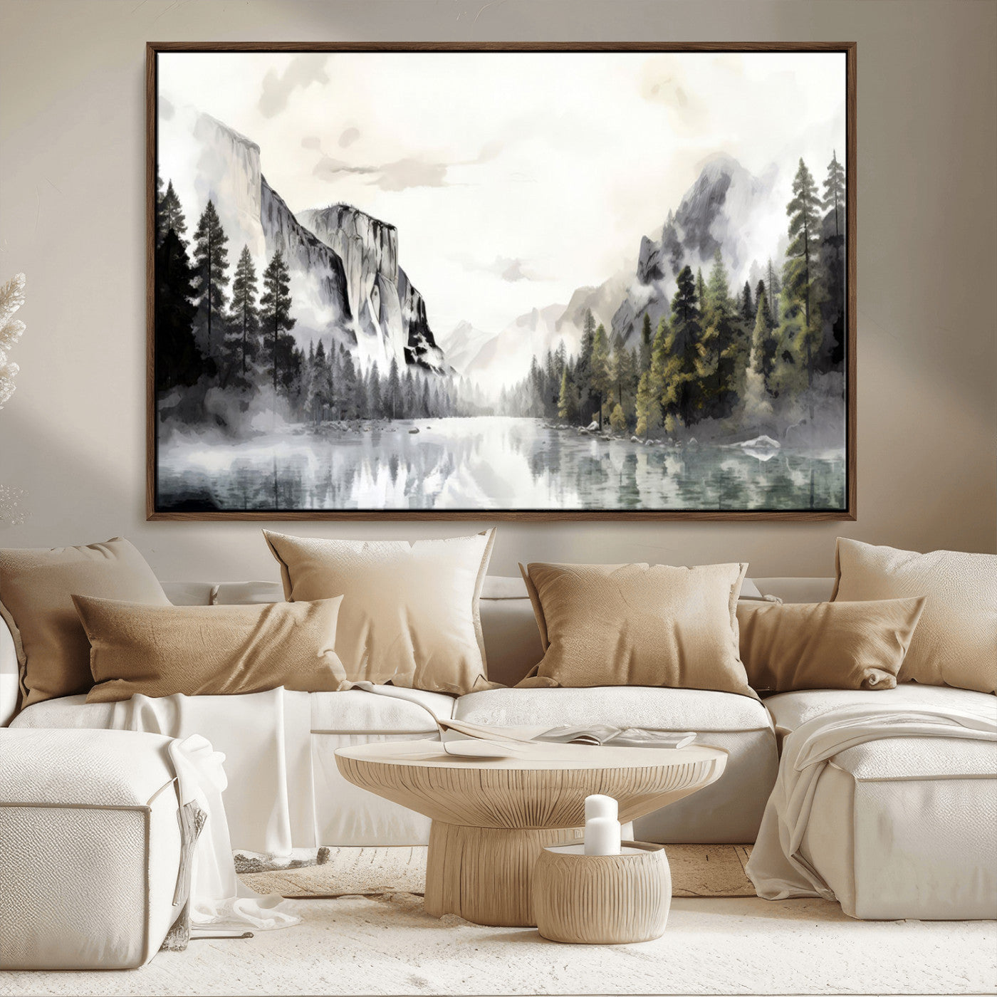 MGV-FC-36X24 - Yosemite Valley Wall Art Canvas Print – Framed and Ready to Hang – Majestic Nature Landscape Décor