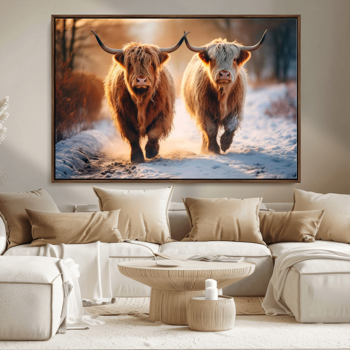 MGV-FC-36X24 - Scottish Highland Cow Horn Farm Wall Art Canvas Print