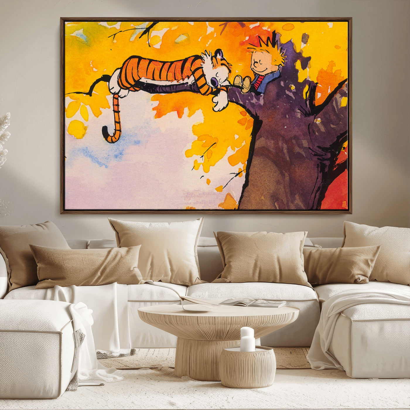 MGV-FC-36X24 - Calvin and Hobbes Tree Scene Canvas Print | 3 Panel Large Wall Art for Living Room or Kid’s Room,
