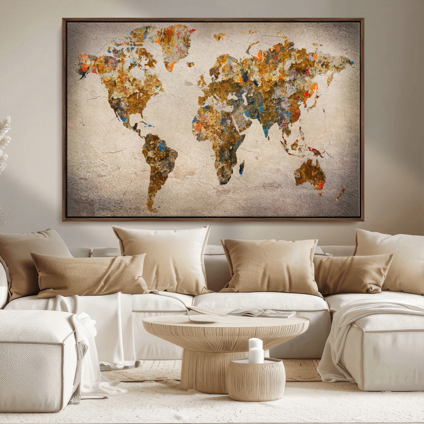 MGV-FC-36X24 - Push Pin World Map Canvas Print – Framed Wall Art for Couples to Track Their Travels – Anniversary