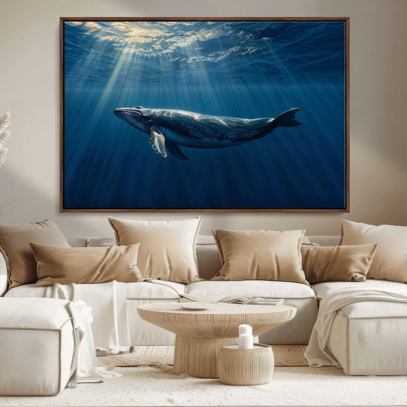 -Whale under Ocean Wall Art Canvas Print