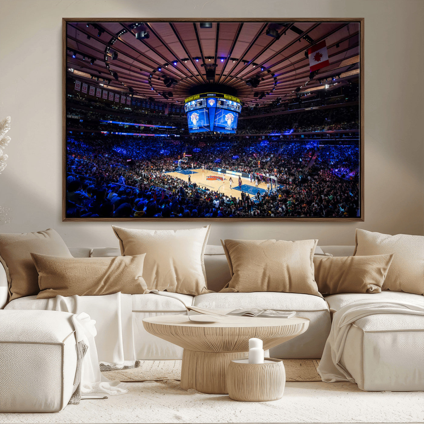 MGV-FC-36X24 - Madison Square Garden Basketball Arena Print - Madison Square Garden Basketball Game Triple Canvas Wall Art - NBA Match Atmosphere