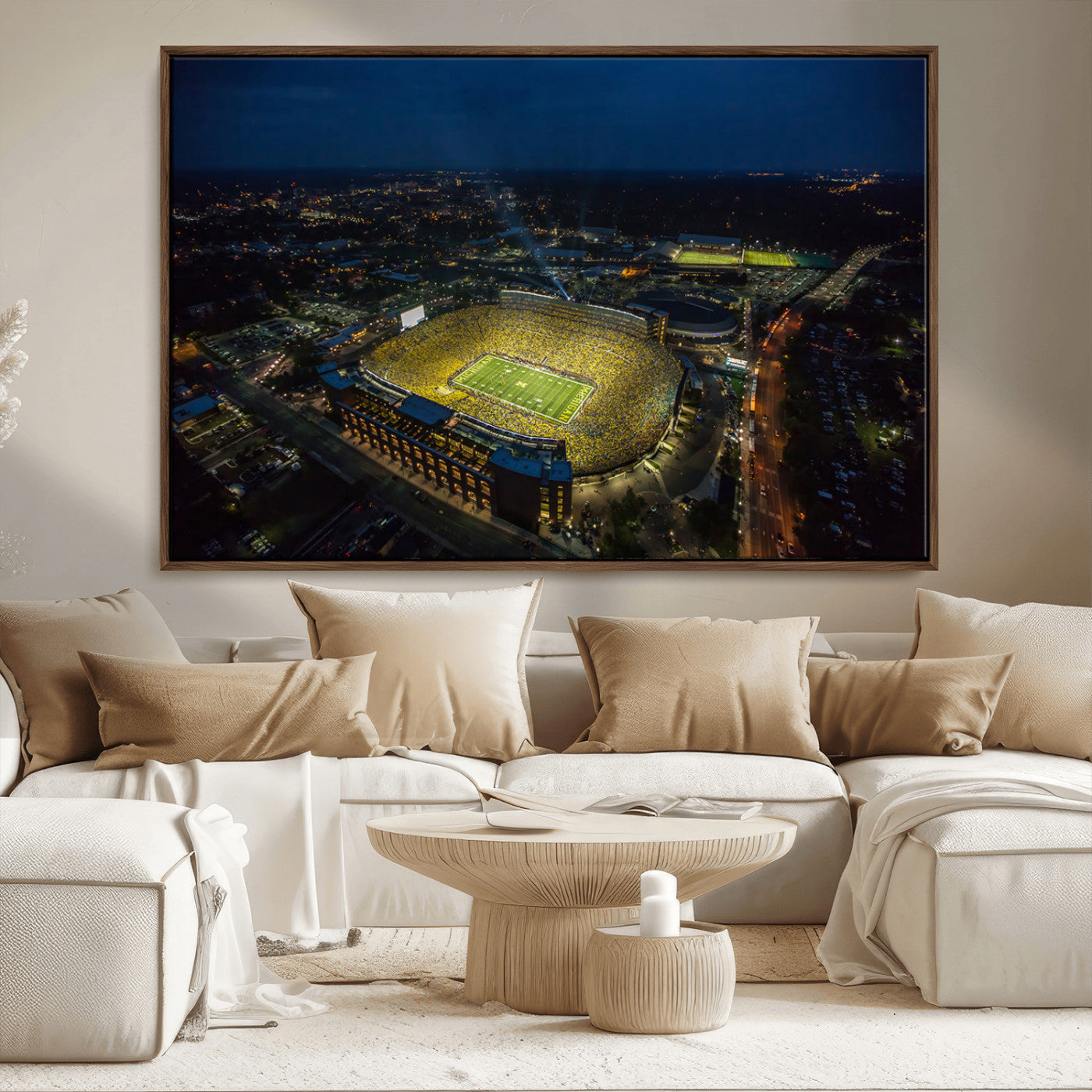 MGV-FC-36X24 - Michigan Wolverines Football Team Print - Michigan Stadium Wall Art Canvas Print