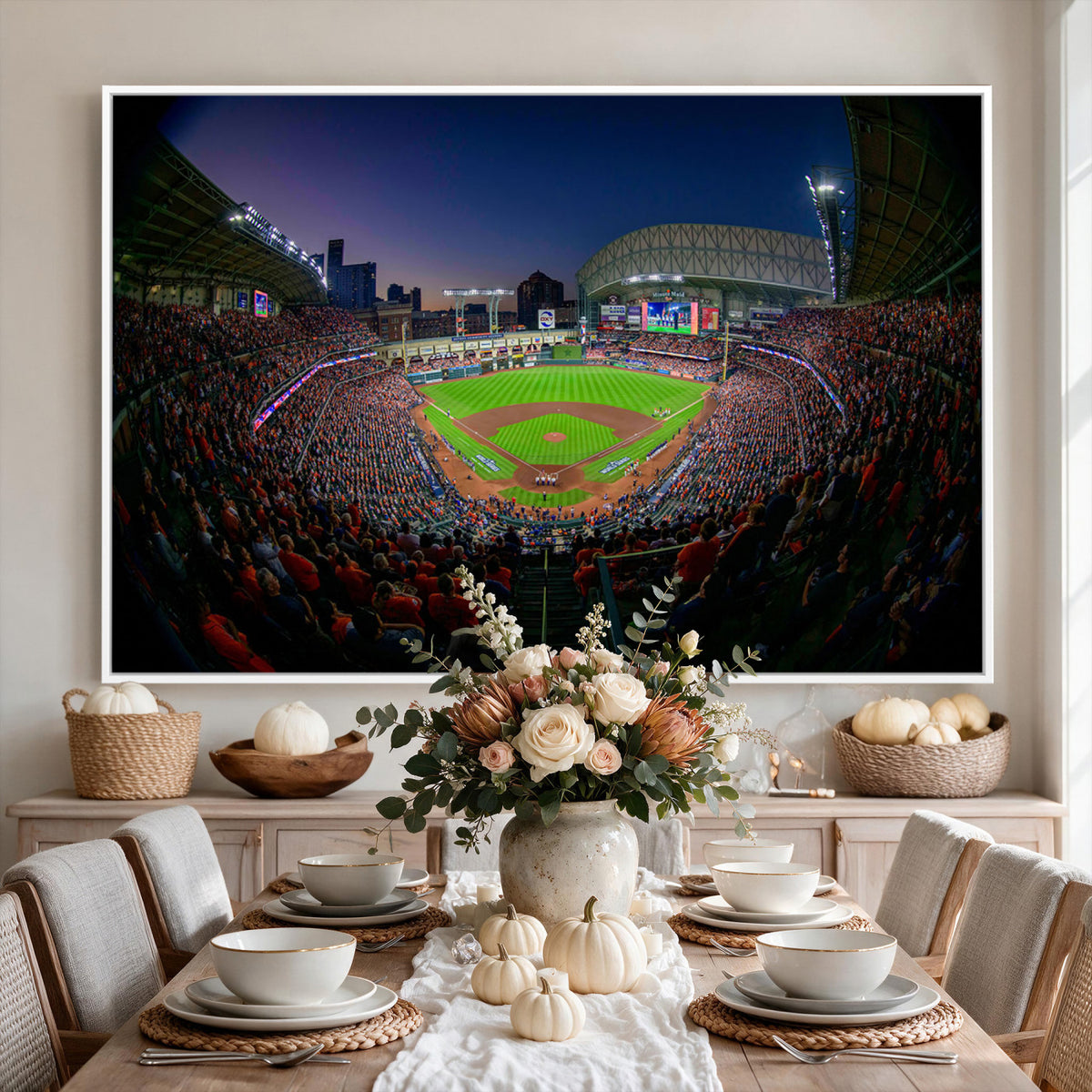 44322-MGV-CV-36X24 - Houston Astros Baseball Print Canvas, Houston Minute Maid Park Stadium Wall Art