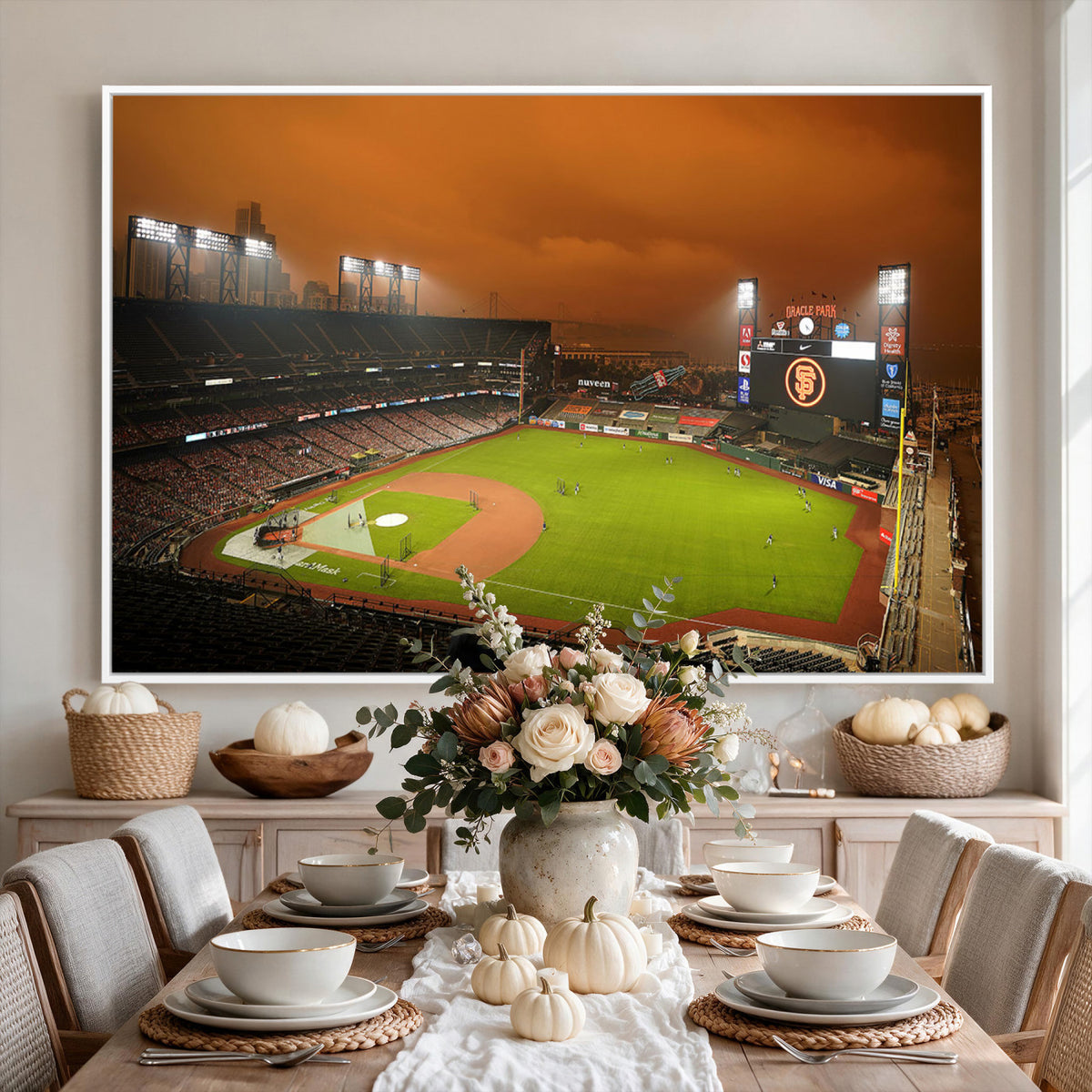 31315-MGV-CV-36X24 - San Francisco Giants Baseball Team Print, Oracle Park Stadium Wall Art Canvas Print
