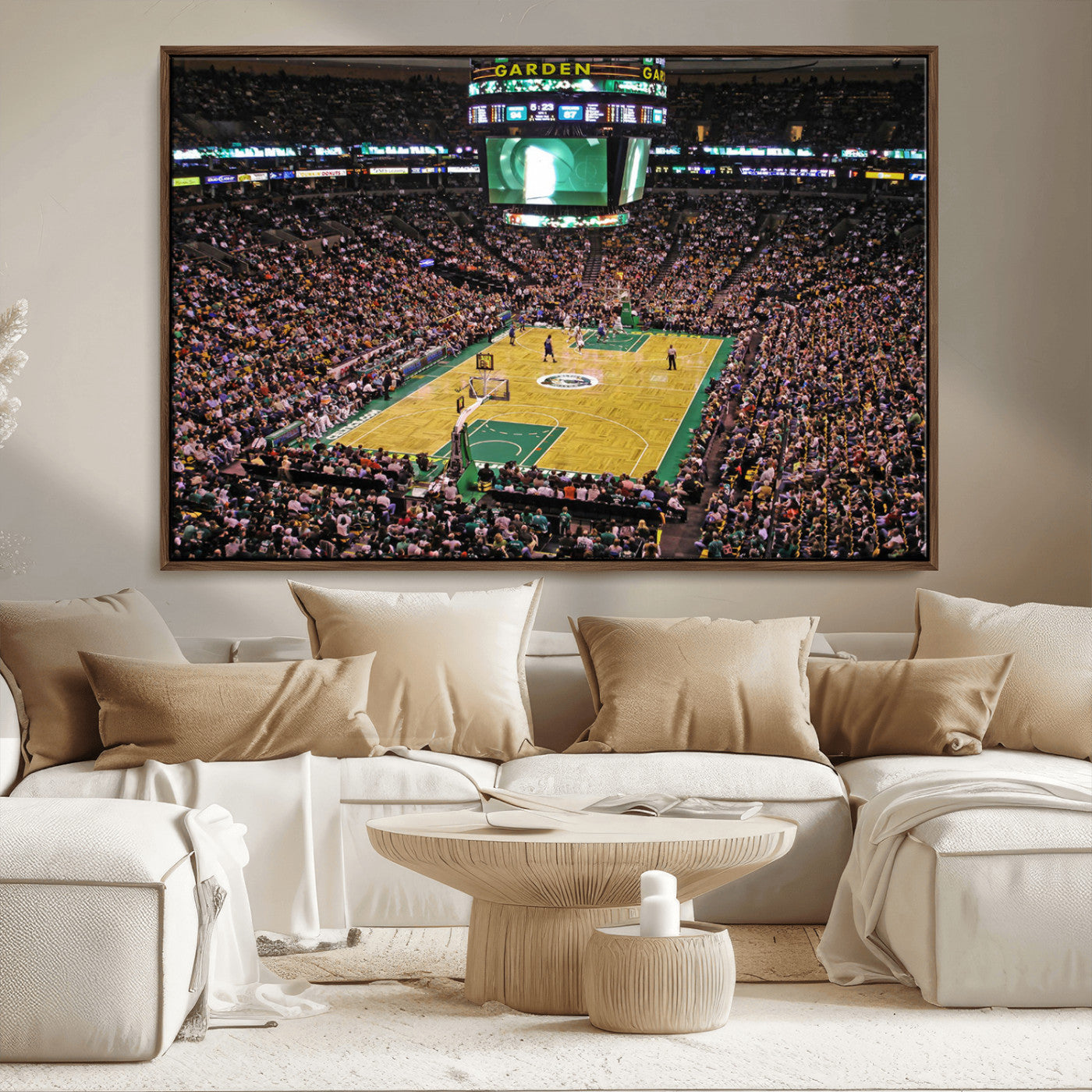 -TD Garden Basketball Canvas Wall Art - Boston Celtics Live Action - Framed - Ready to Hang