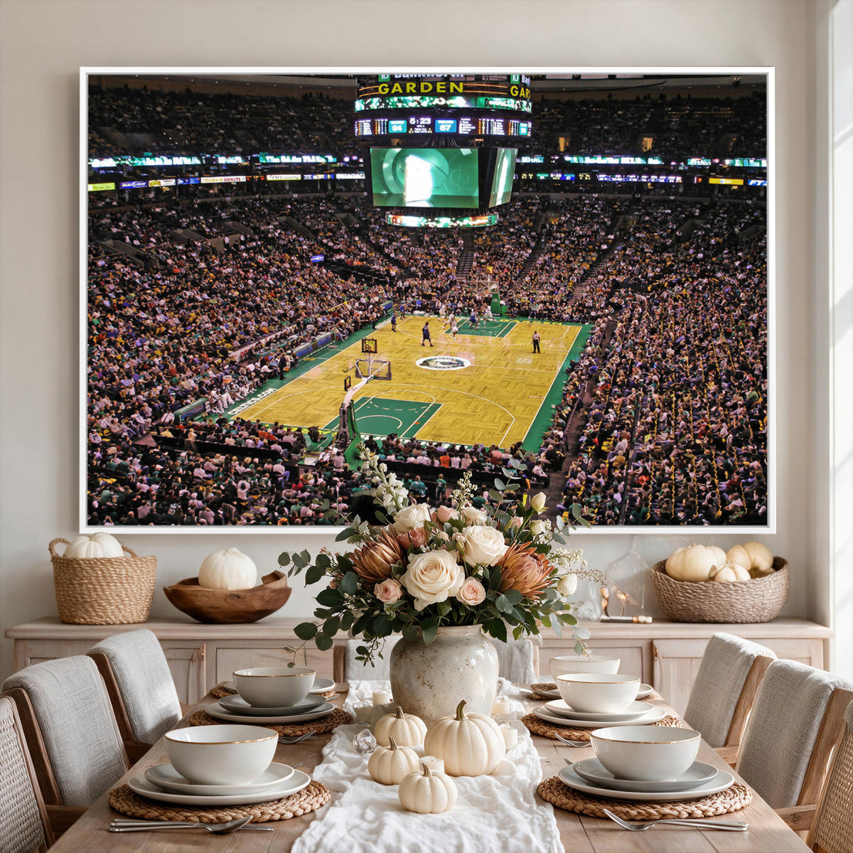 21705-MGV-CV-36X24 - TD Garden Basketball Canvas Wall Art | Boston Celtics Live Action