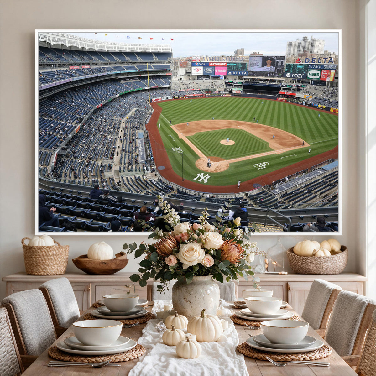 45784-MGV-CV-36X24 - New York Yankees Baseball Team Print, Yankee Stadium Wall Art Canvas Print
