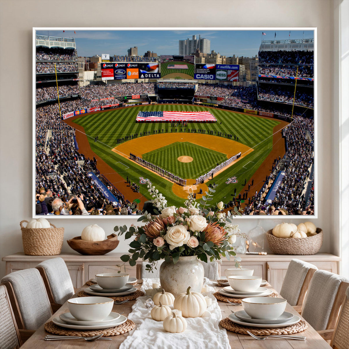 20879-MGV-CV-36X24 - Yankee Stadium New York Wall Art Print | 3-Panel Canvas Print of Yankees Baseball Stadium