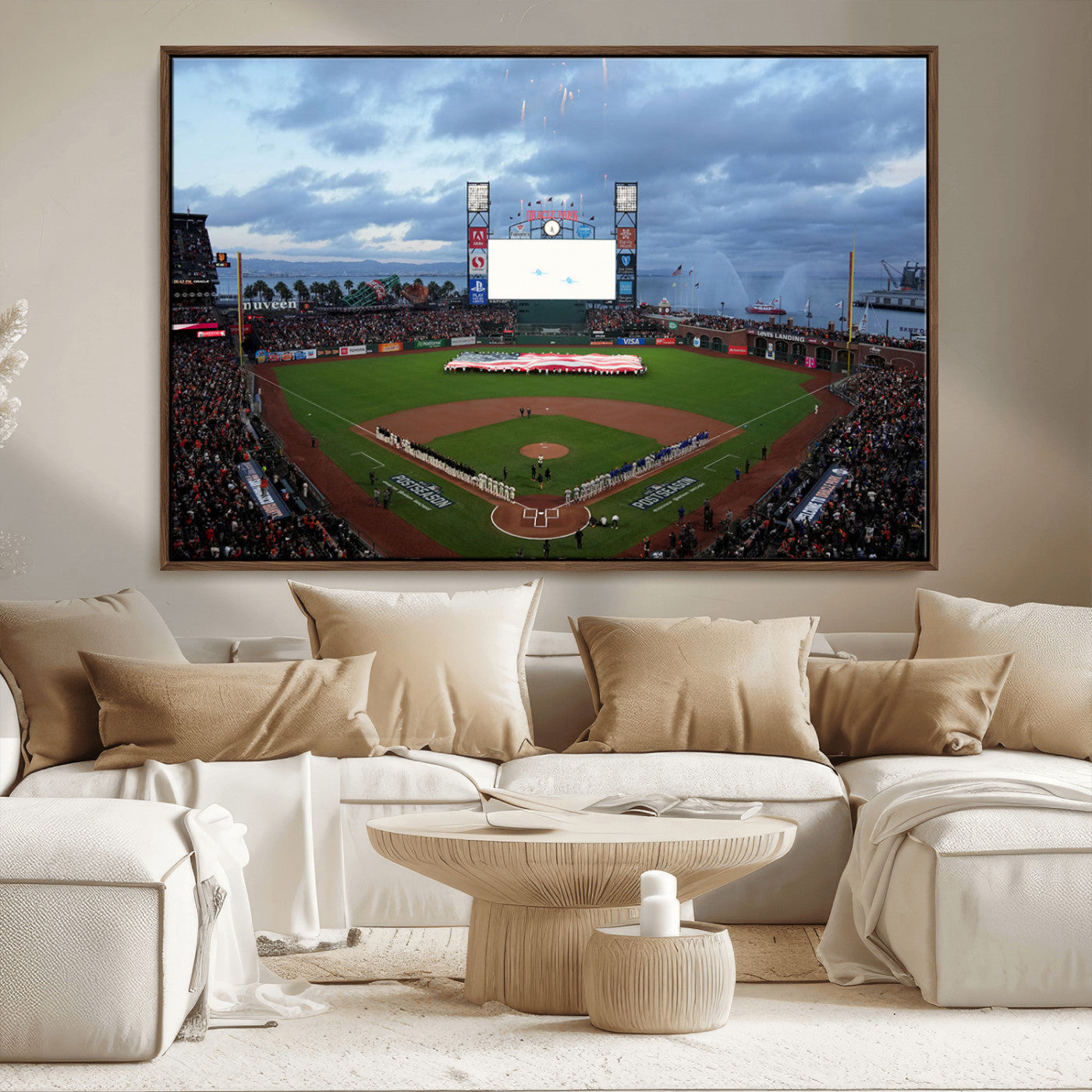 MGV-FC-36X24 - Oracle Park San Francisco Giants Wall Art | 3-Panel Canvas Print of Oracle Park Stadium | Large Framed Baseball Wall Decor | Ready-to-Hang MLB Canvas Print