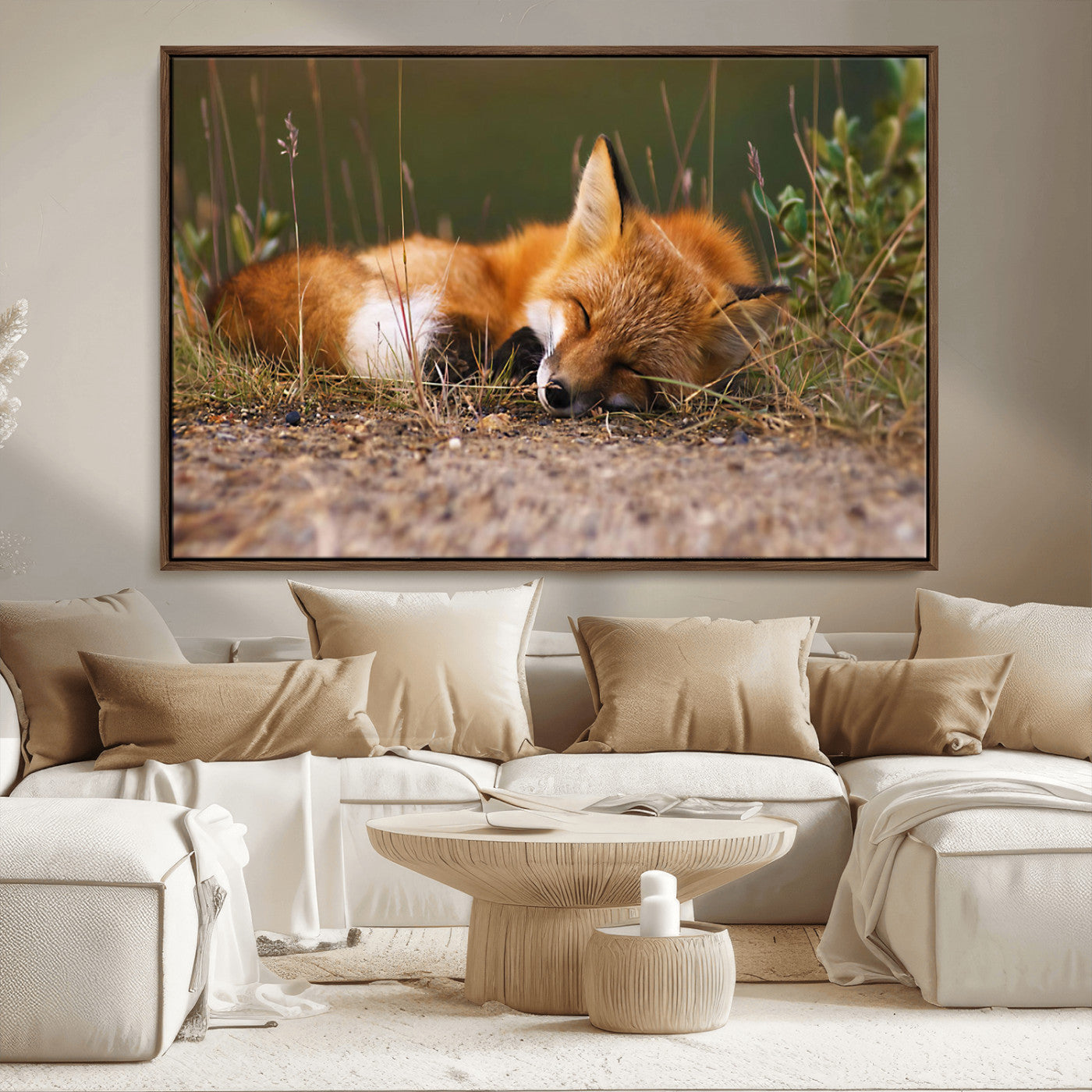 -Sleeping Fox Wall Art Canvas Print, Farmhouse Wall Decor and Animal Wall Art Print