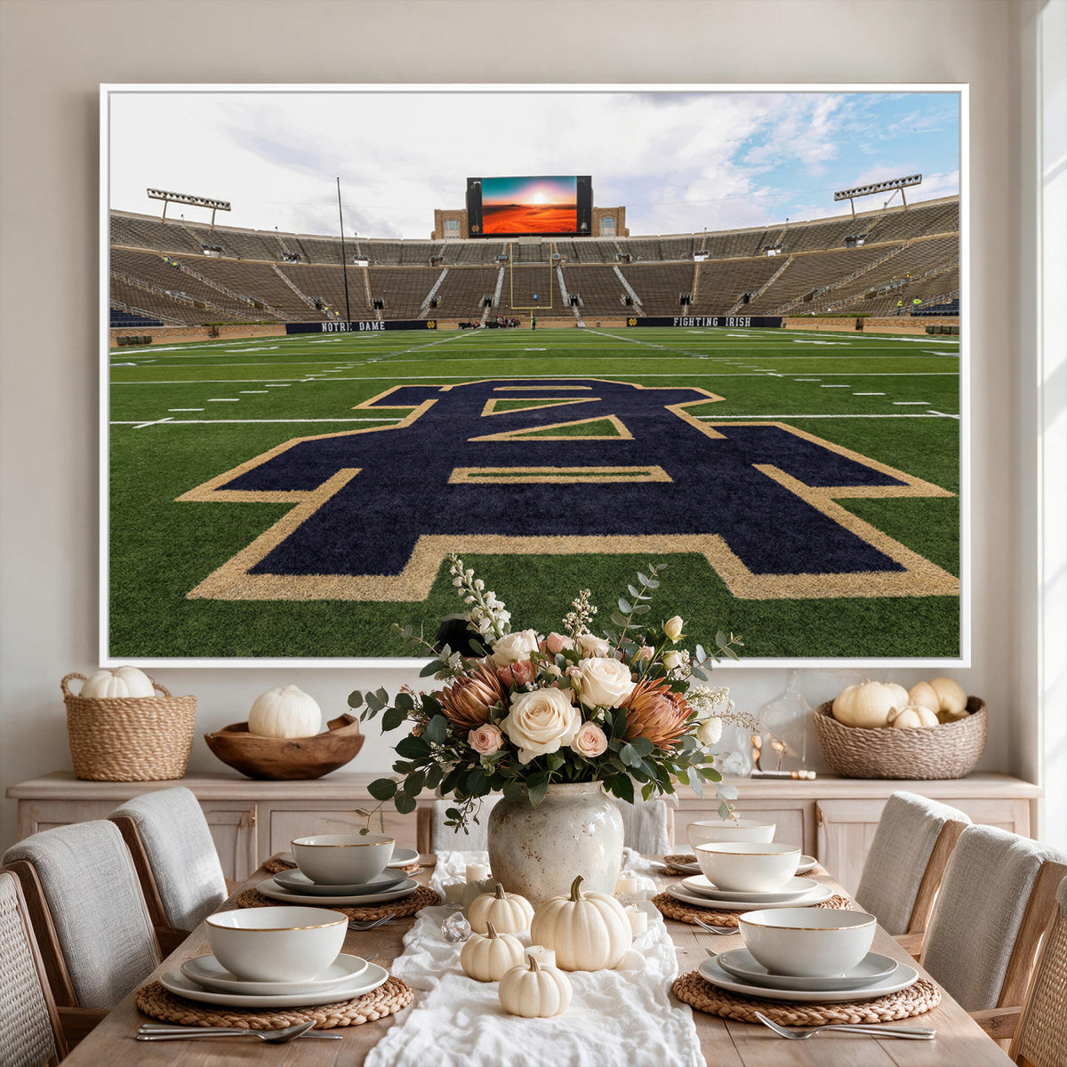52835-MGV-CV-36X24 - Notre Dame Stadium Giclee Canvas Print | Triptych Wall Art Featuring Iconic Notre Dame Football