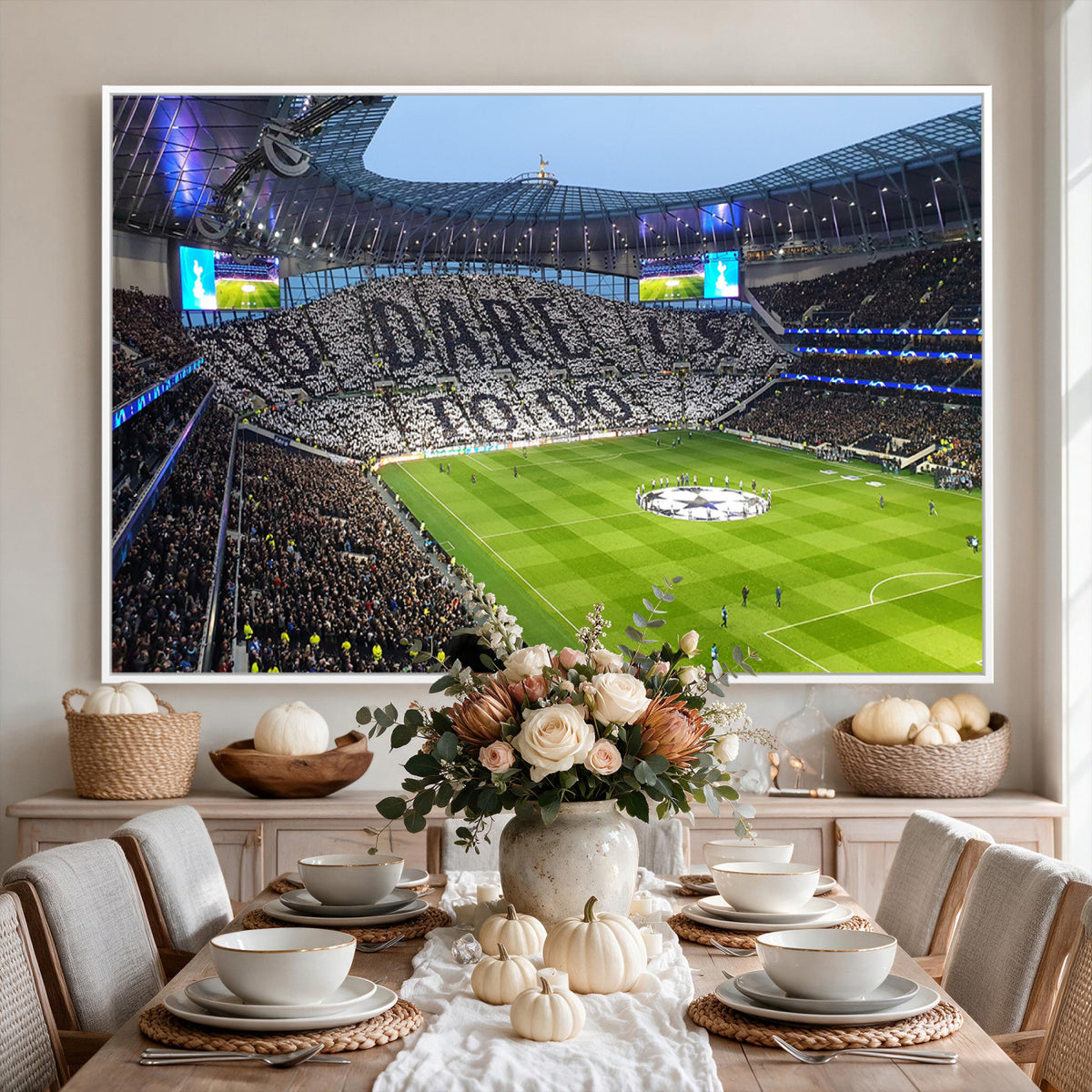 38765-MGV-CV-36X24 - Tottenham Hotspur Stadium Canvas Print, Match Day Triple Canvas Wall Art