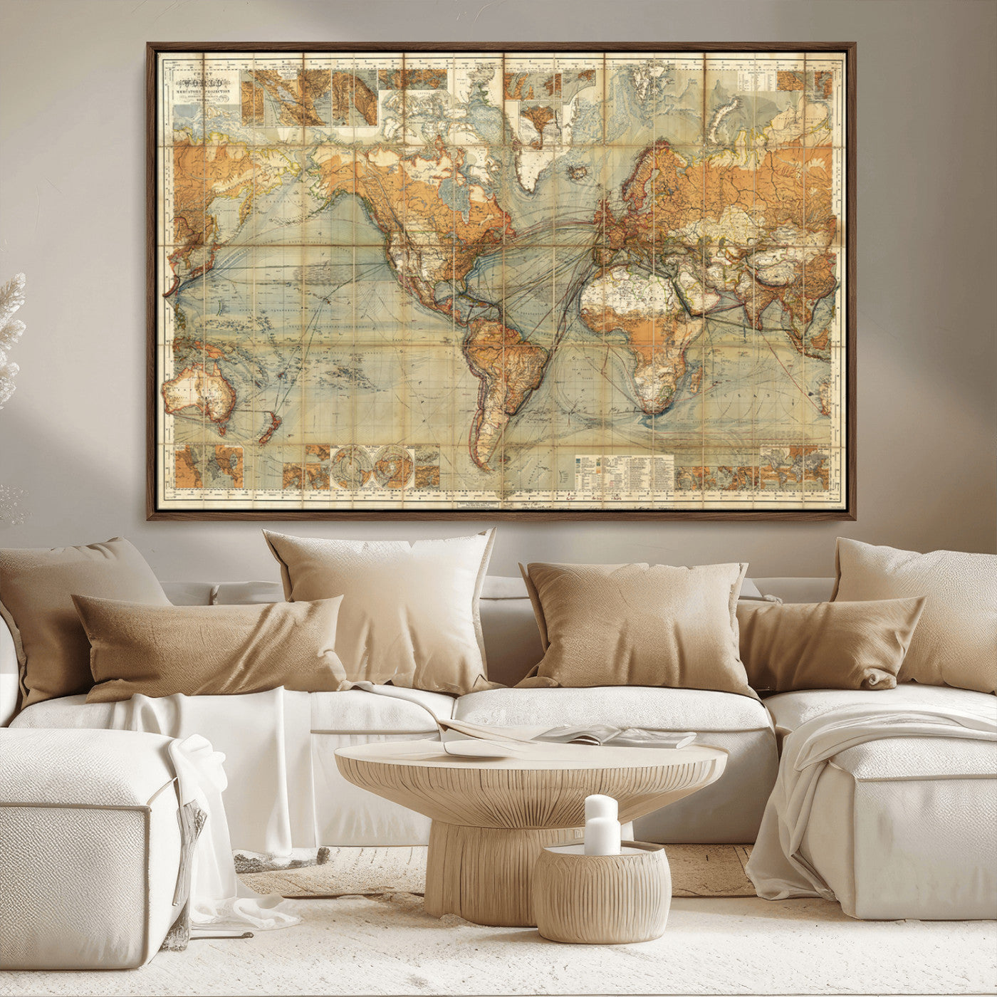 MGV-FC-36X24 - Push Pin World Map Canvas Print – Framed Wall Art for Couples to Track Their Travels – Anniversary