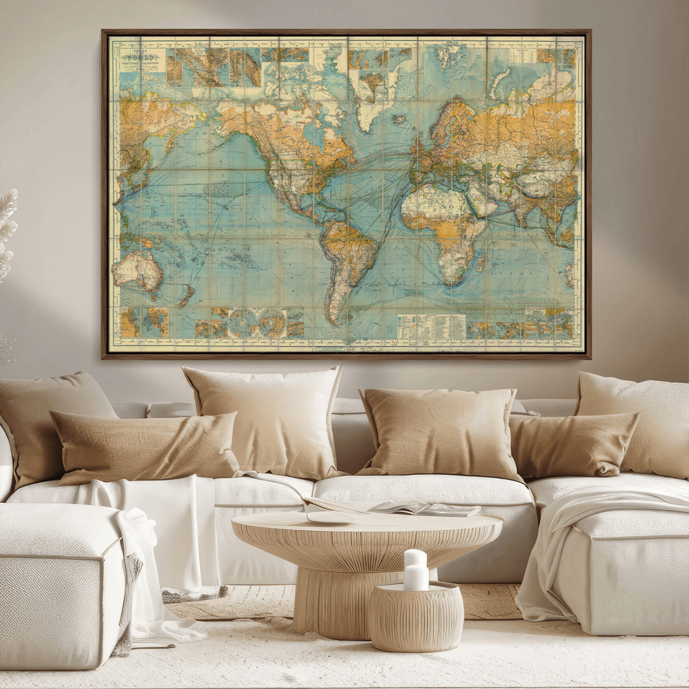 MGV-FC-36X24 - Push Pin World Map Canvas Print – Framed Wall Art for Couples to Track Their Travels – Anniversary