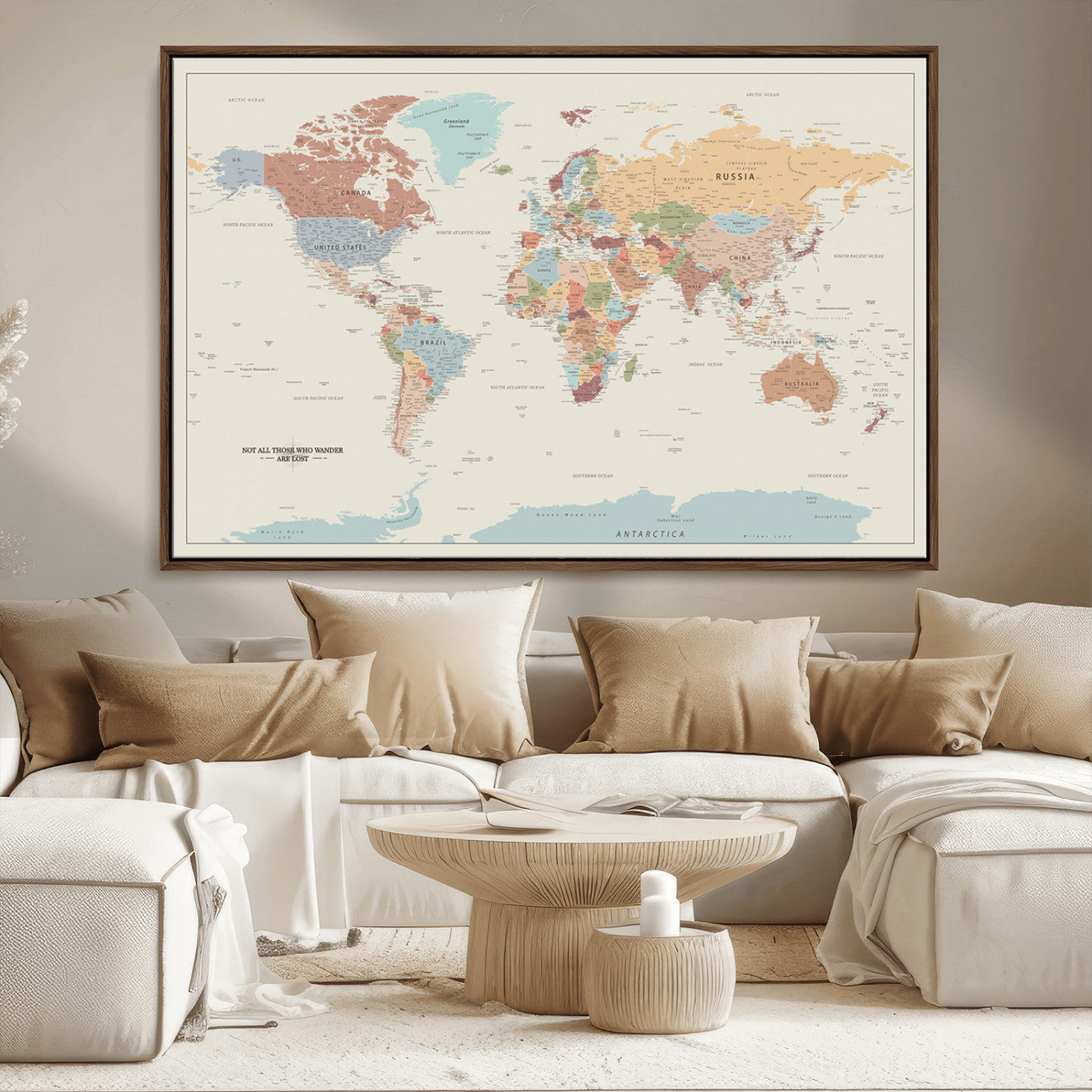MGV-FC-36X24 - Push Pin World Map Canvas Print – Framed Wall Art for Couples to Track Their Travels – Anniversary