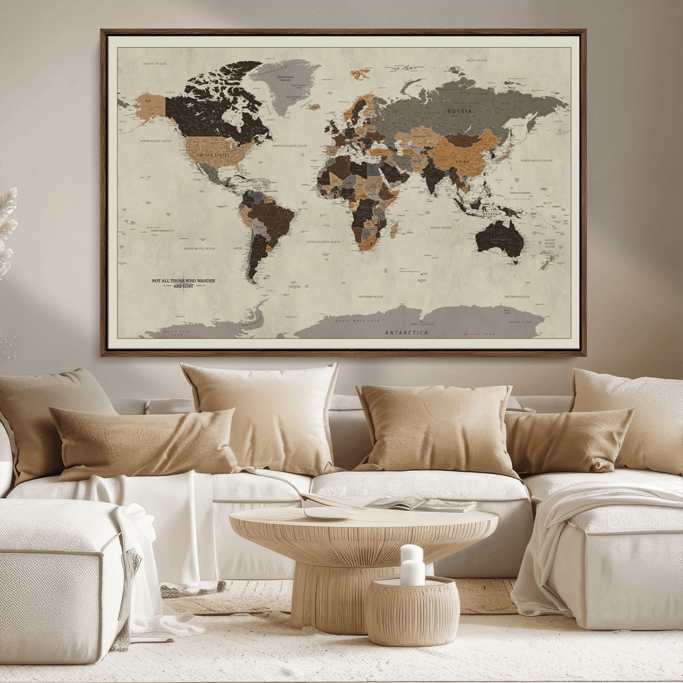 MGV-FC-36X24 - Push Pin World Map Canvas Print – Framed Wall Art for Couples to Track Their Travels – Anniversary