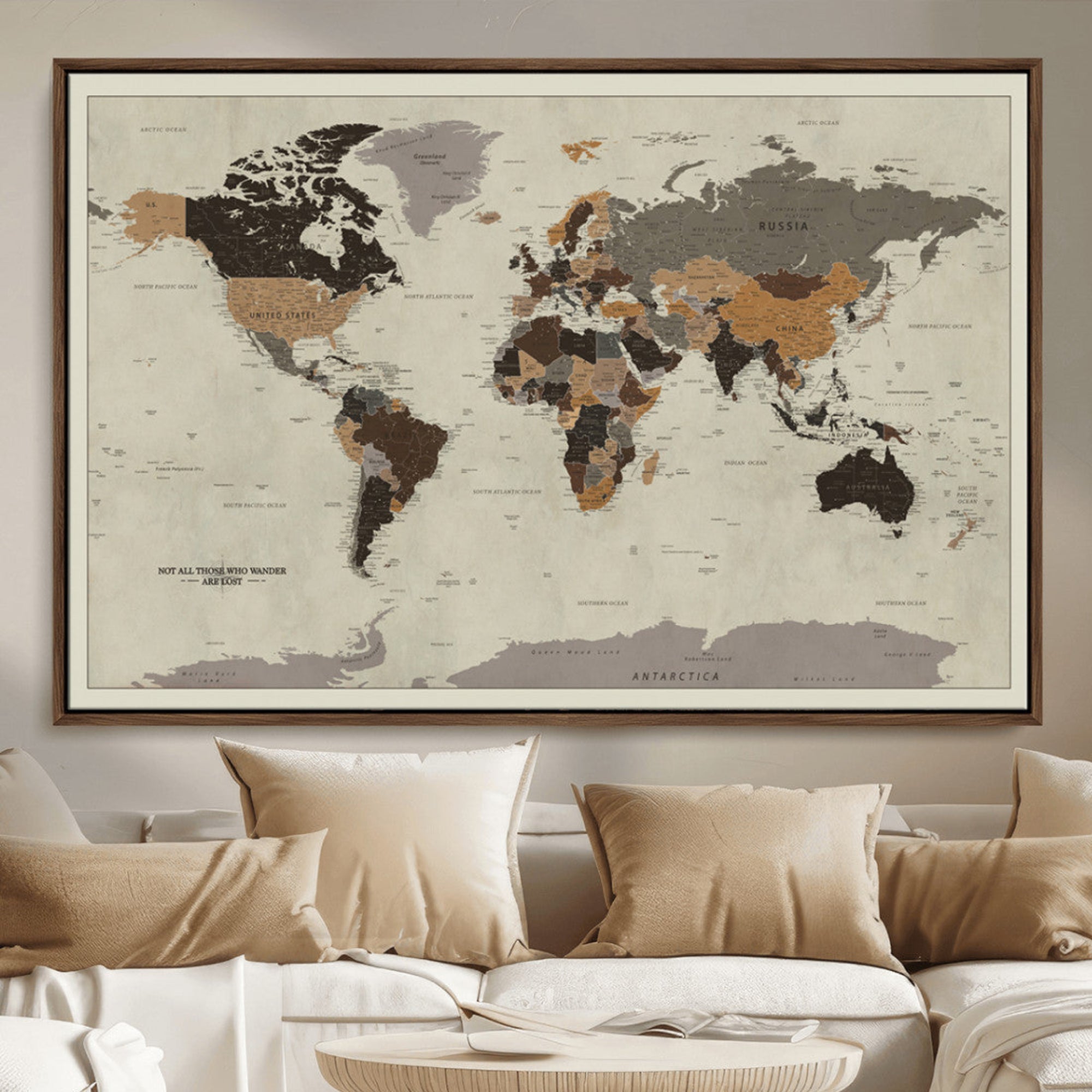 72209-MGV-CV-36X24-Push Pin World Map Canvas Print – Travel Tracker Wall Art for Couples, Perfect Anniversary Gift for Home or Office Decor