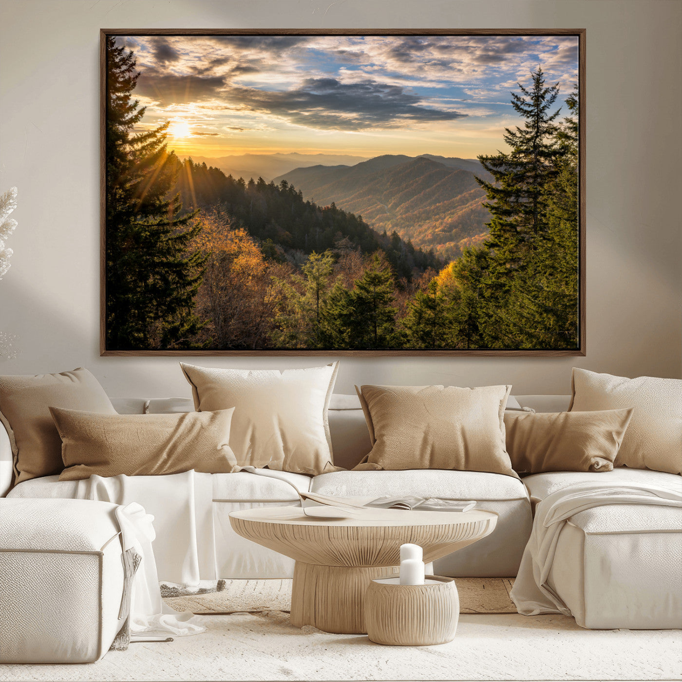 MGV-FC-36X24 - Sunrise Over the Smoky Mountains Canvas Wall Art – Breathtaking Scenic Landscape Photography in a