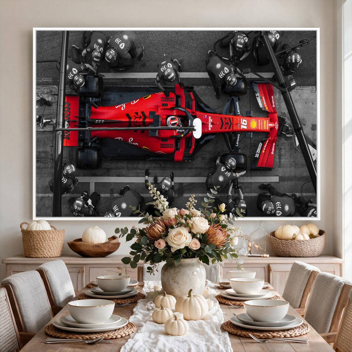99356-MGV-CV-36X24 - Ferrari Pit Stop Canvas Wall Art | Precision and Speed