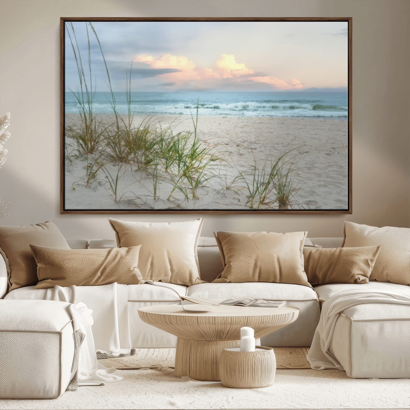 MGV-FC-36X24 - Flight Over Coastal Beach Landscape, Flight Over Coastal Beach Print Canvas Wall Art
