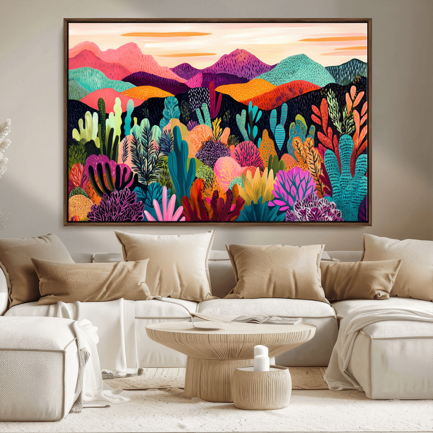 MGV-FC-36X24 - Abstract Kusama Print - Landscape Canvas Wall Art Print - Vibrant Modern Decor for Living Room,