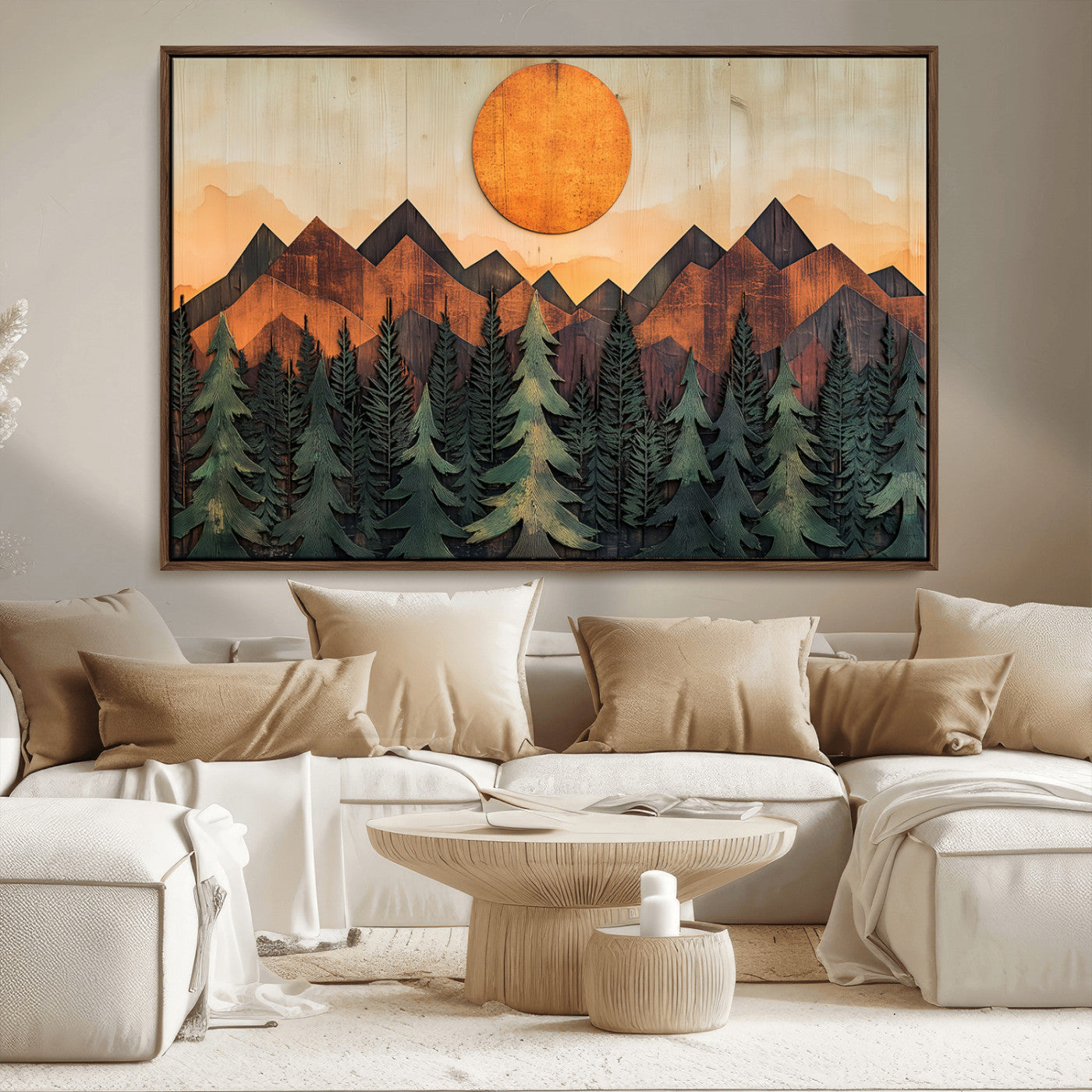 MGV-FC-36X24 - Sunset Mountain Landscape Canvas Wall Art Print - Nature Decor for Living Room, Office