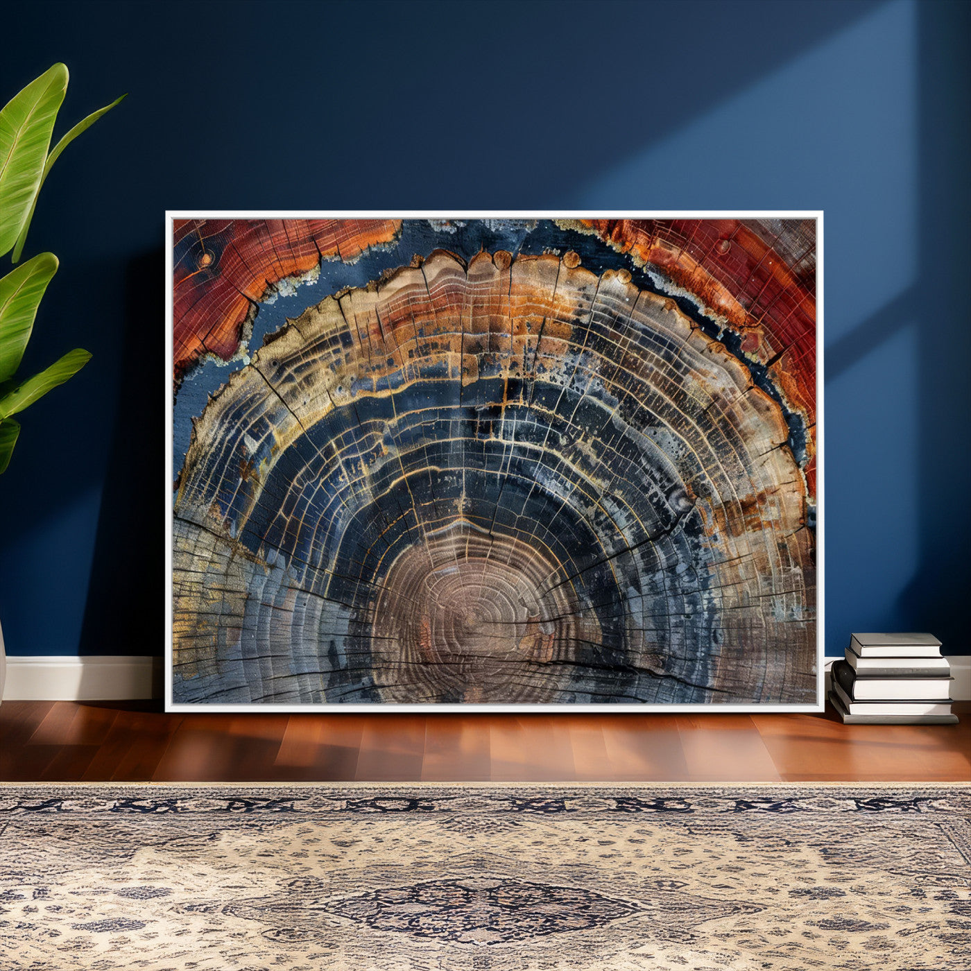 63519-MGV-CV-36X24 - Abstract Tree Ring Wall Art Canvas Print – Colorful Framed Minimalist Nature Tree Rings Home Artwork for Home and Office Decor