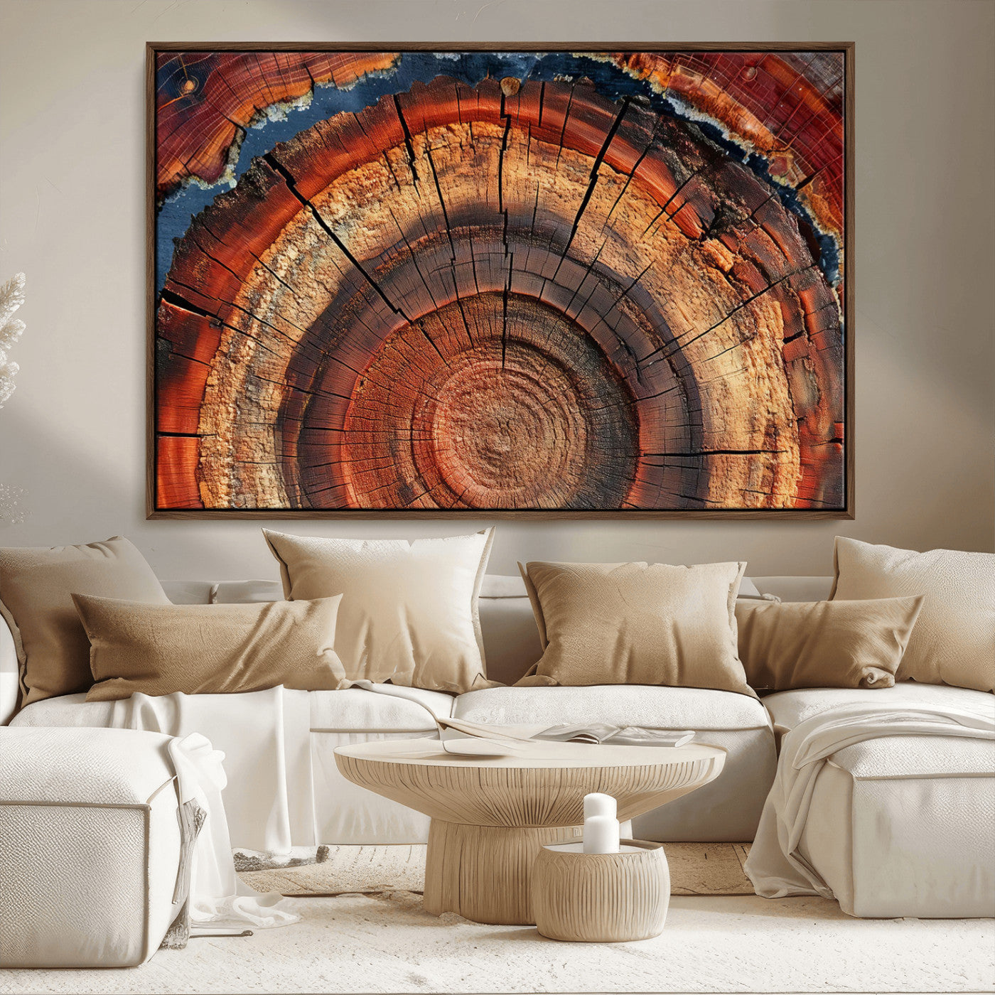 MGV-FC-36X24 - Abstract Tree Ring Art, Colorful Tree Ring Wall Decor, Minimalist Home Canvas Art, Modern Farmhouse