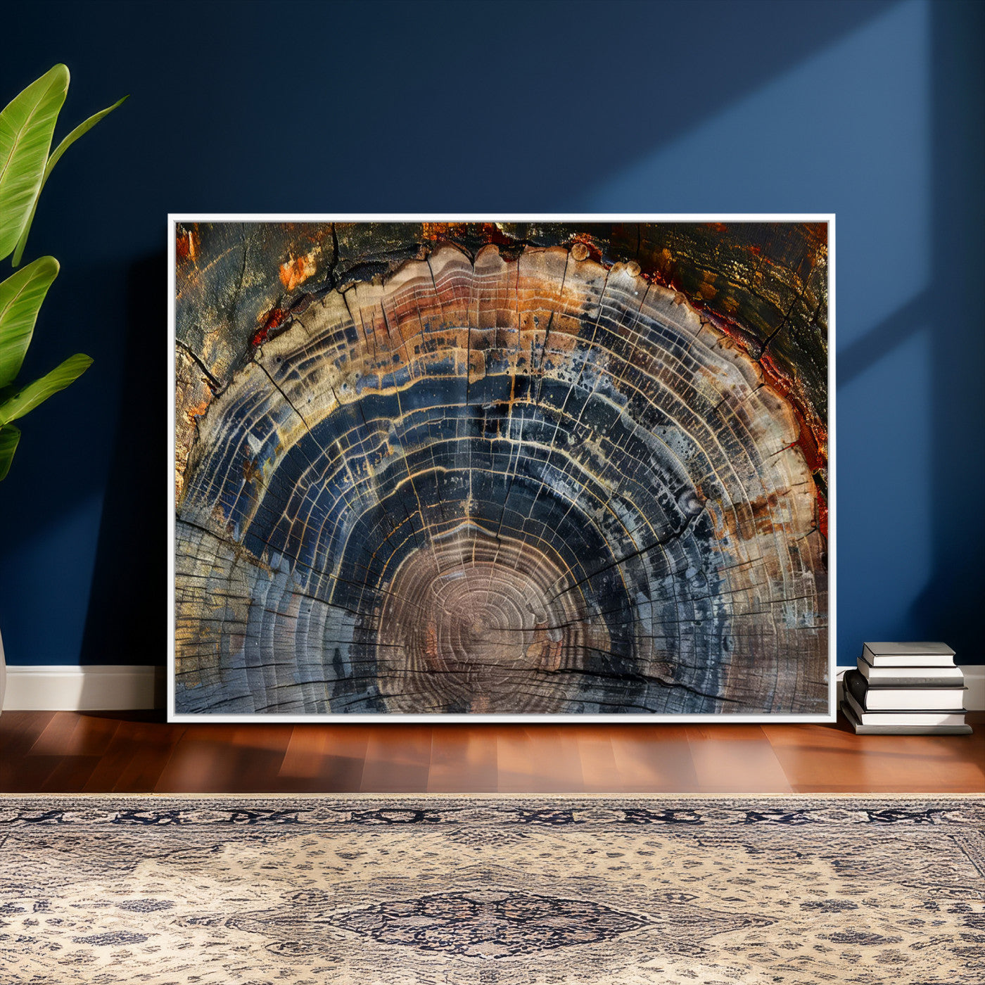 16193-MGV-CV-36X24 - Framed Wood Tree Ring Wall Art - Abstract Colorful Wood Ring Wall Decor for Minimalist Home Decor