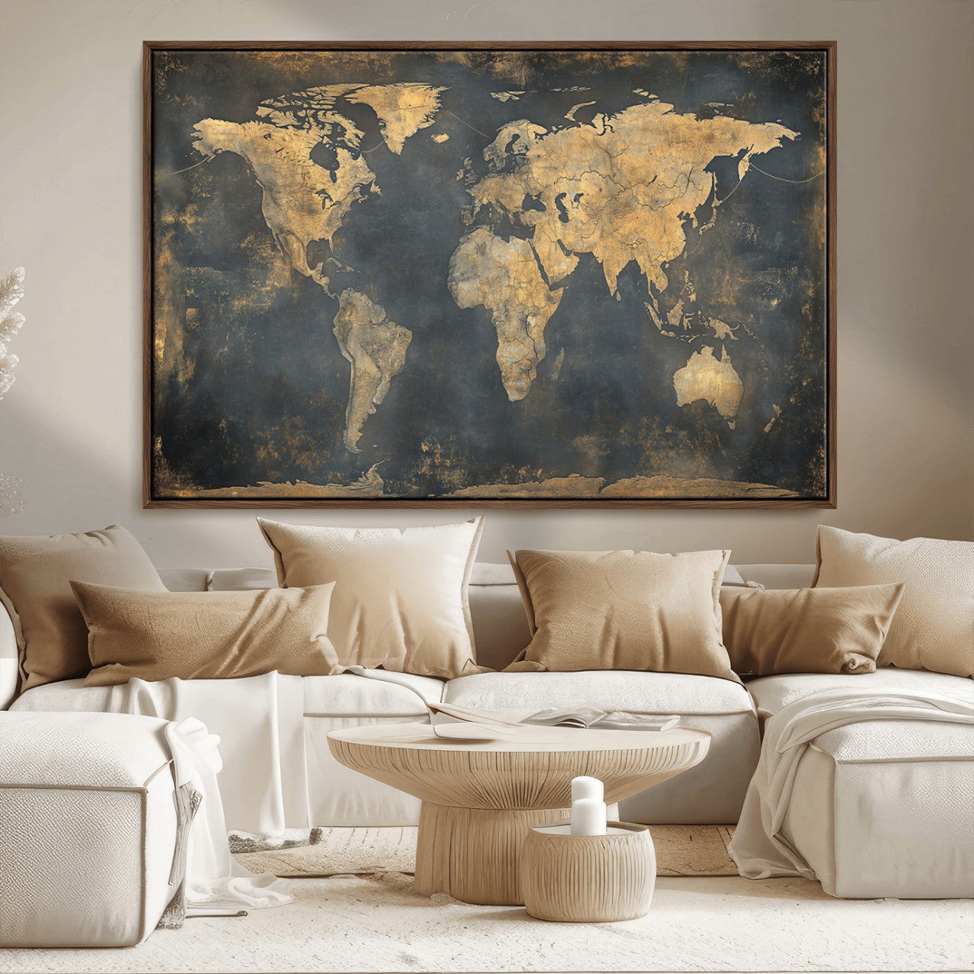 MGV-FC-36X24 - Push Pin World Map Canvas Print – Framed Wall Art for Couples to Track Their Travels – Anniversary