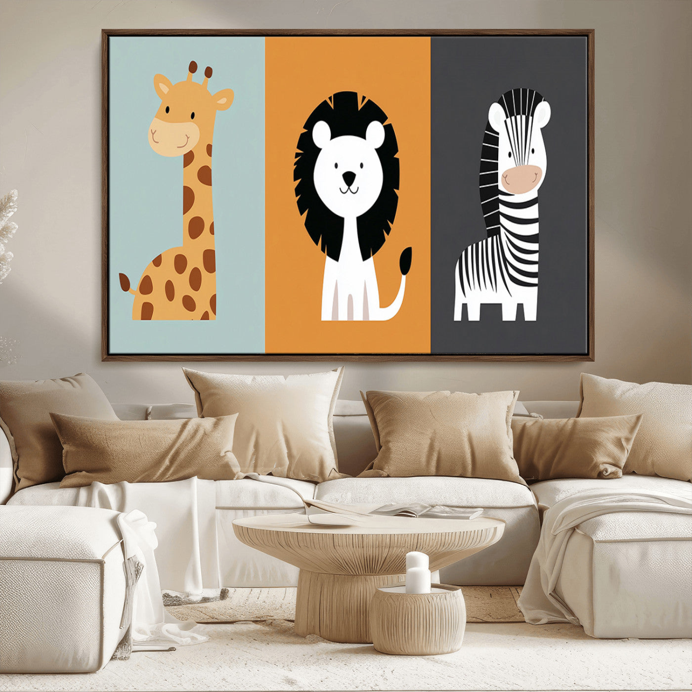 MGV-FC-36X24 - Boho Jungle Animal Nursery Wall Art Prints - Safari Decor in Earth Tones for Modern and Stylish