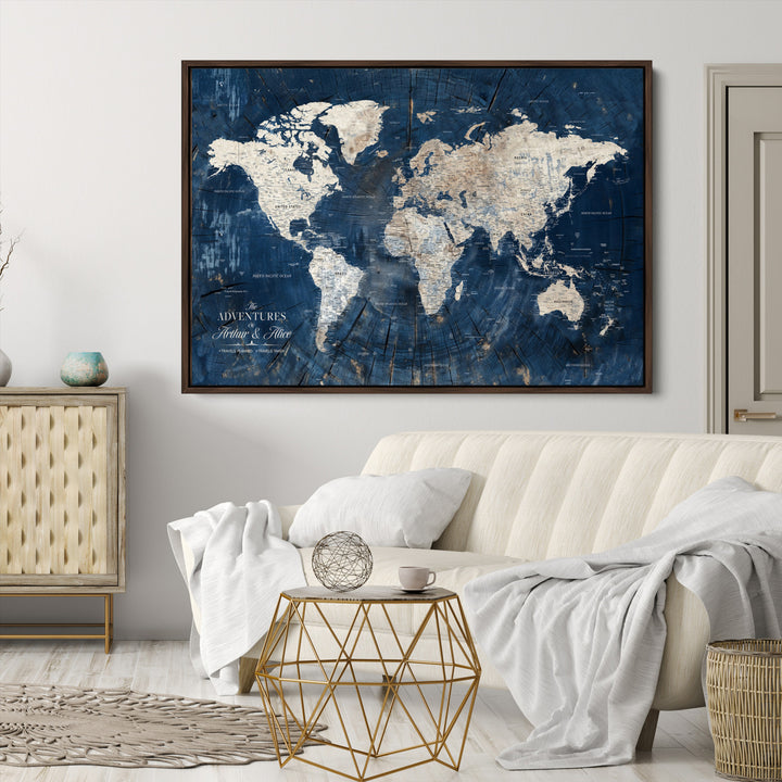 Personalized World Map Wall Art Print - Framed Custom World Map Canvas Print - Personalized World Map Wall Art, Customize Wall Art Map Print