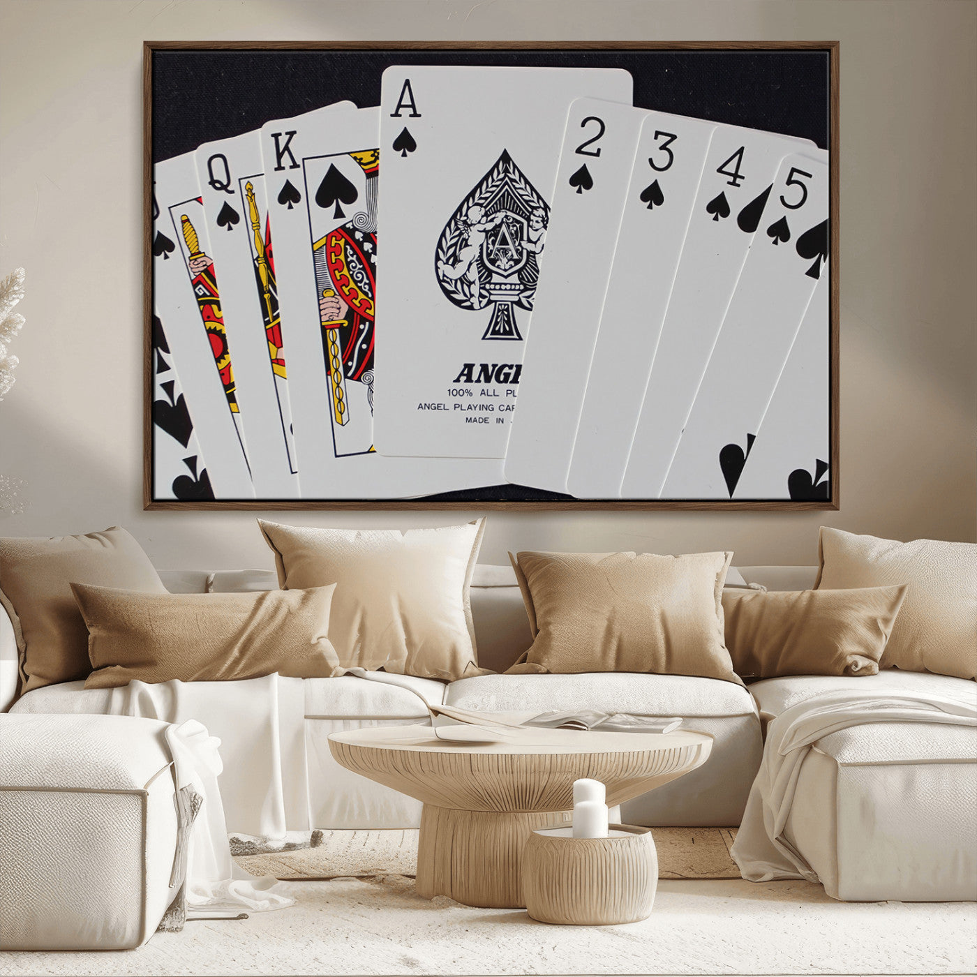 MGV-FC-36X24 - Poker Wall Art - Playing Cards Canvas Wall Art Print - Ace of Spades and Royal Flush Design, Perfect