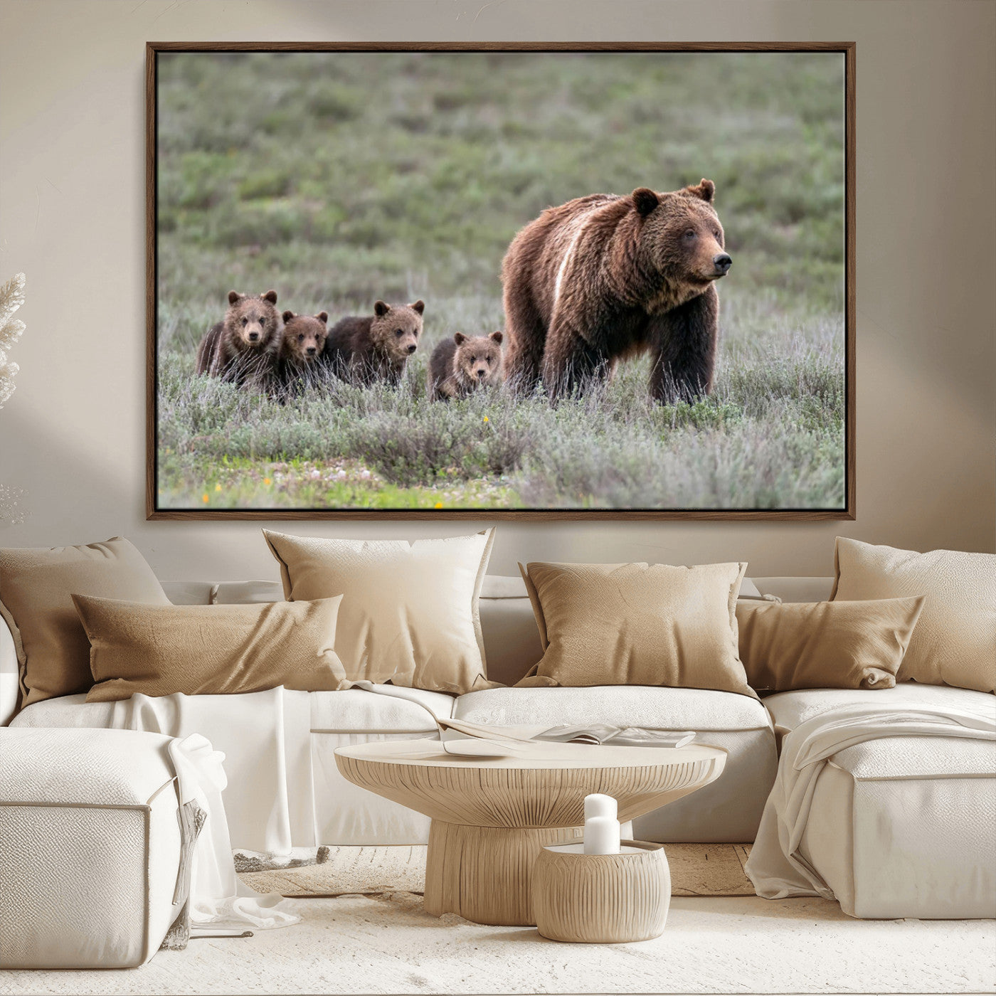 MGV-FC-36X24 - Wildlife Photography of 399 Grizzly Bear Cubs | Queen of the Tetons Canvas Wall Art Print