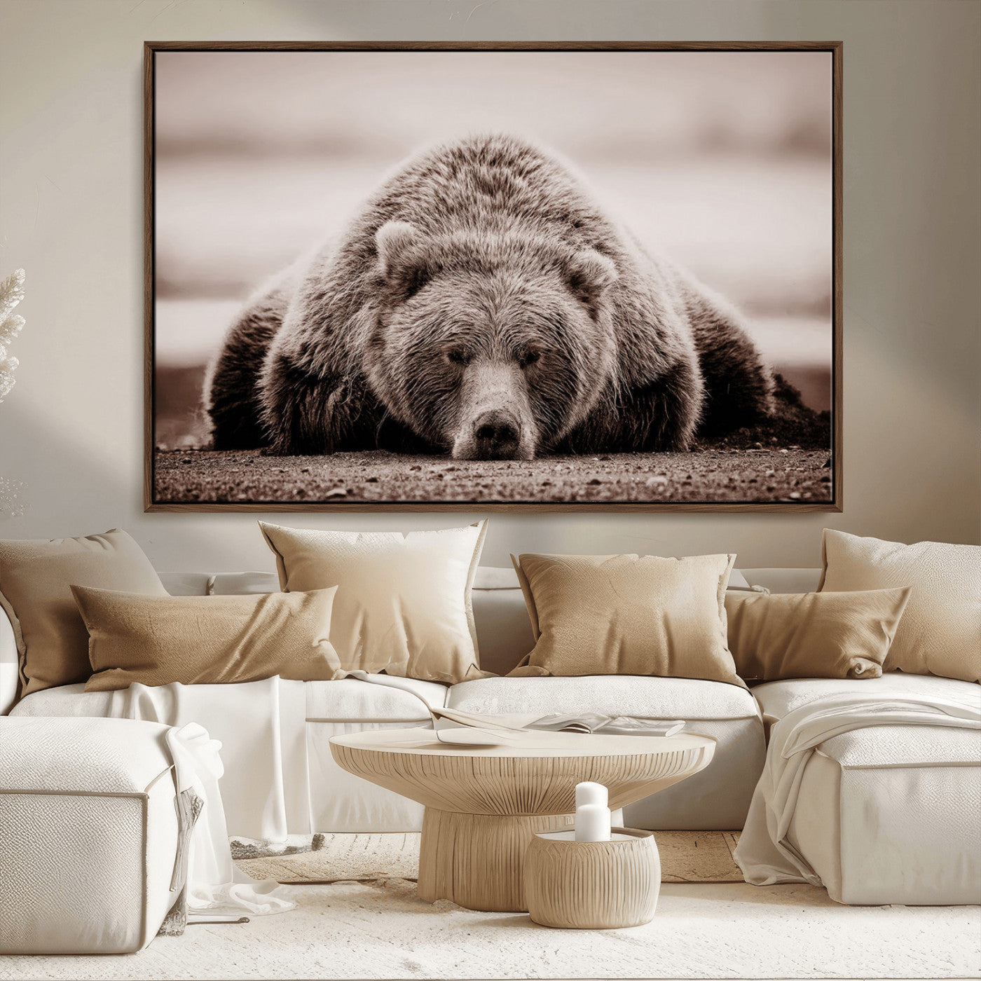 MGV-FC-36X24 - Grizzly Bear Wall Art Print - Bear Canvas Wall Art - Rustic Bear Portrait Canvas Print for Cabin