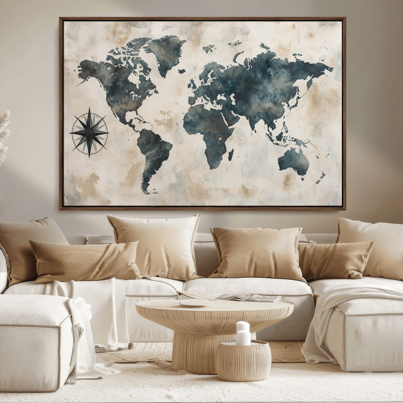 MGV-FC-36X24 - Push Pin World Map Canvas Print – Framed Wall Art for Couples to Track Their Travels – Anniversary