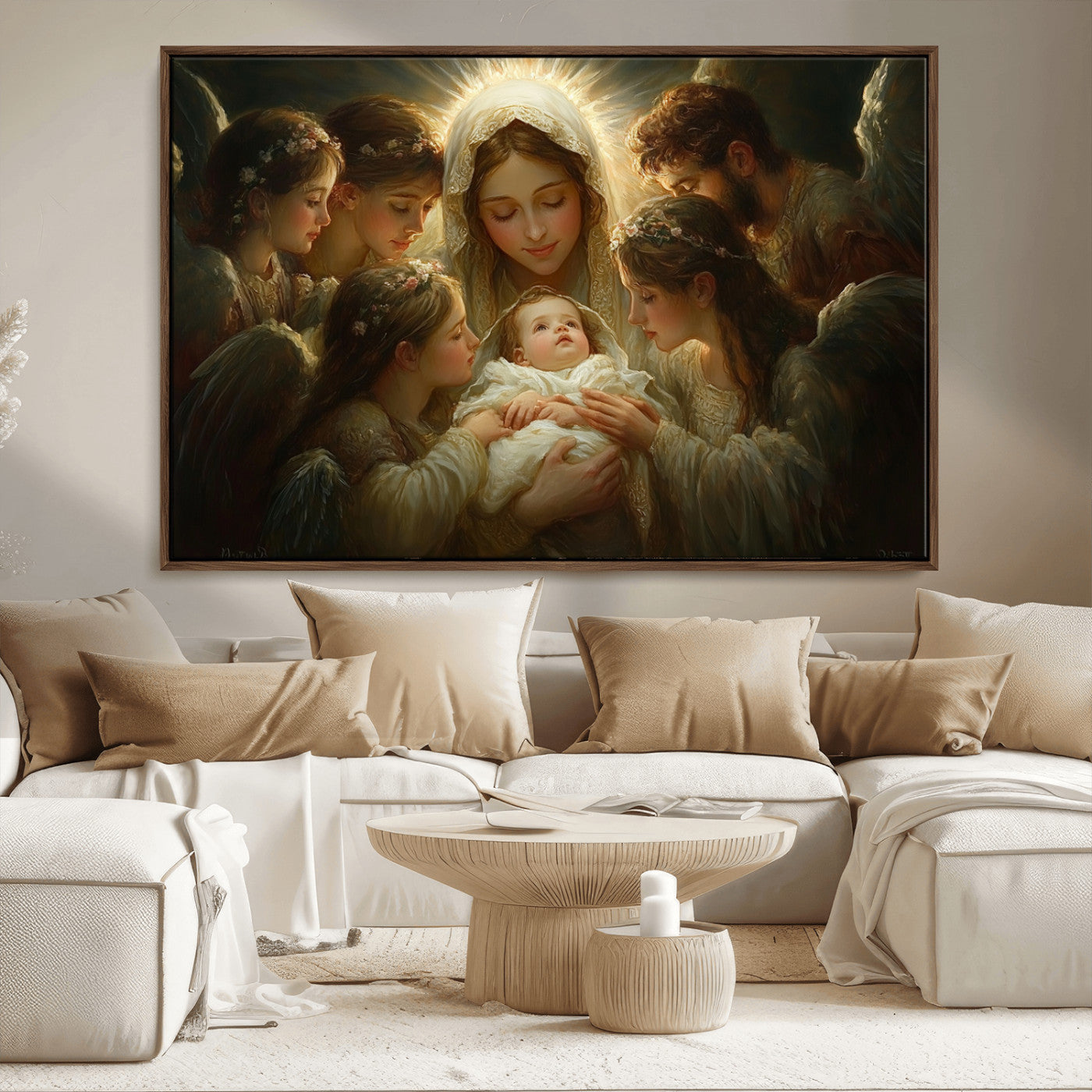 MGV-FC-36X24 - Mary Jesus Canvas Wall Art Print - Madonna and Child with Apostles Art Print - Classic Christian