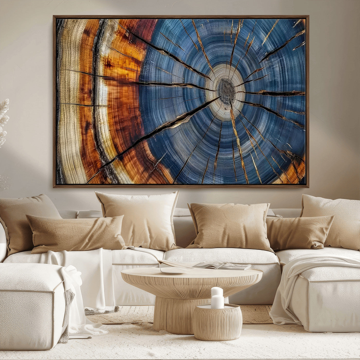 MGV-FC-36X24 - Abstract Tree Rings Canvas Wall Art - Wood Grain Canvas Print - Nature-Inspired Modern Wood Grain