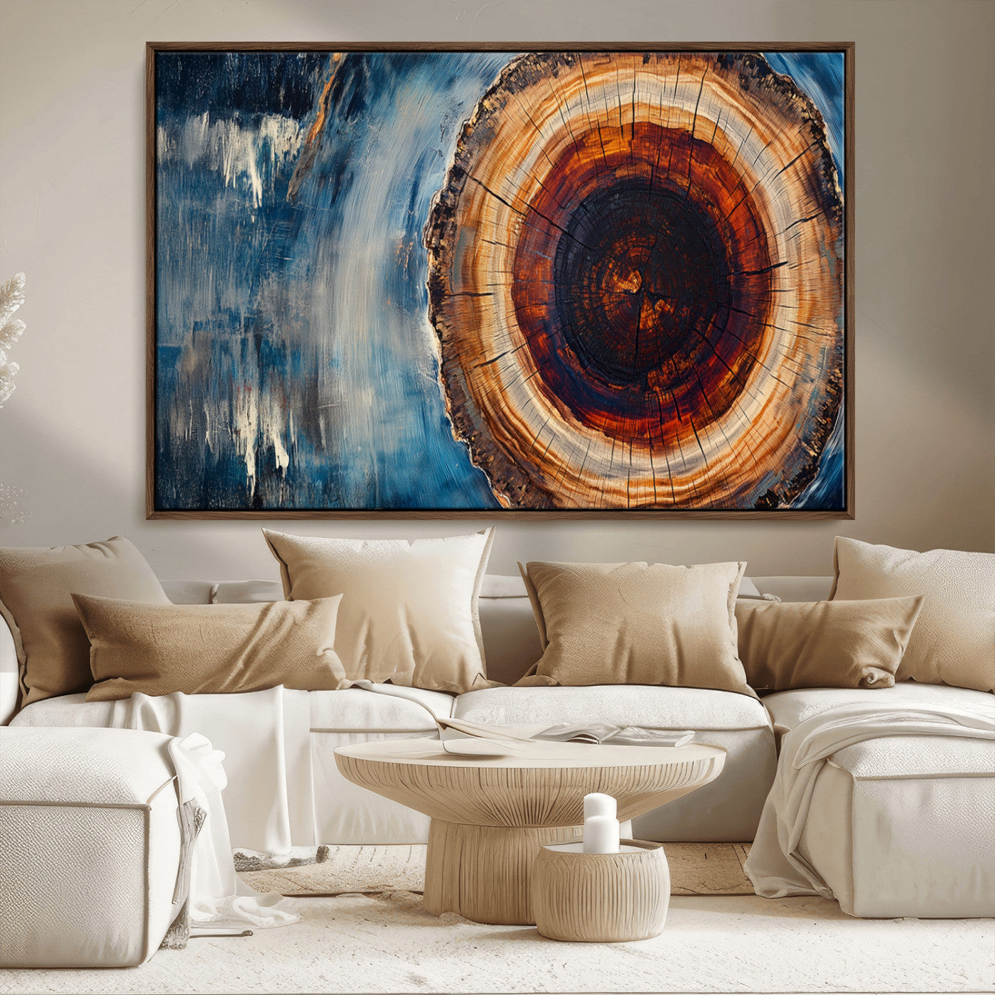 MGV-FC-36X24 - Abstract Tree Rings Wall Art Canvas Print - Wood Grain Rings Canvas Print - Nature Woodland Wall