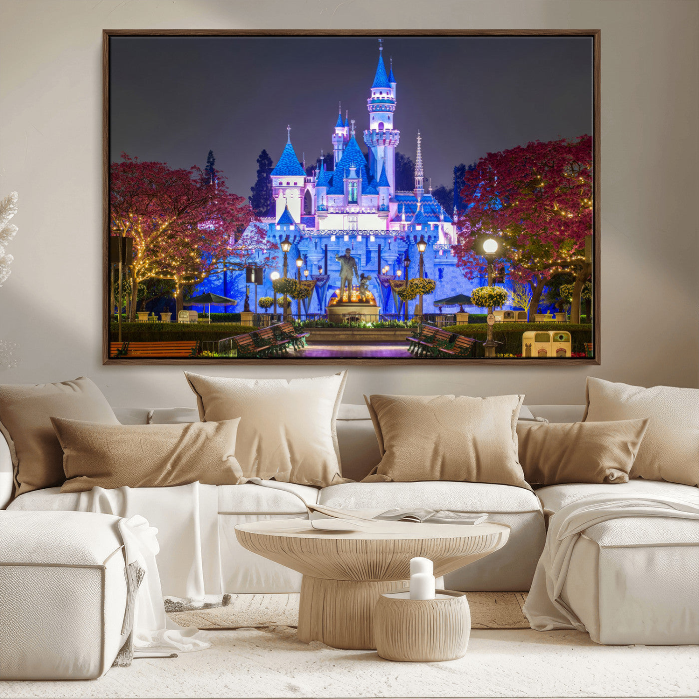66710-MGV-FC-36X24_Walnut-Large Disney Castle Wall Art Canvas Print - Magic Kingdom Kids Room Decoration Disney World