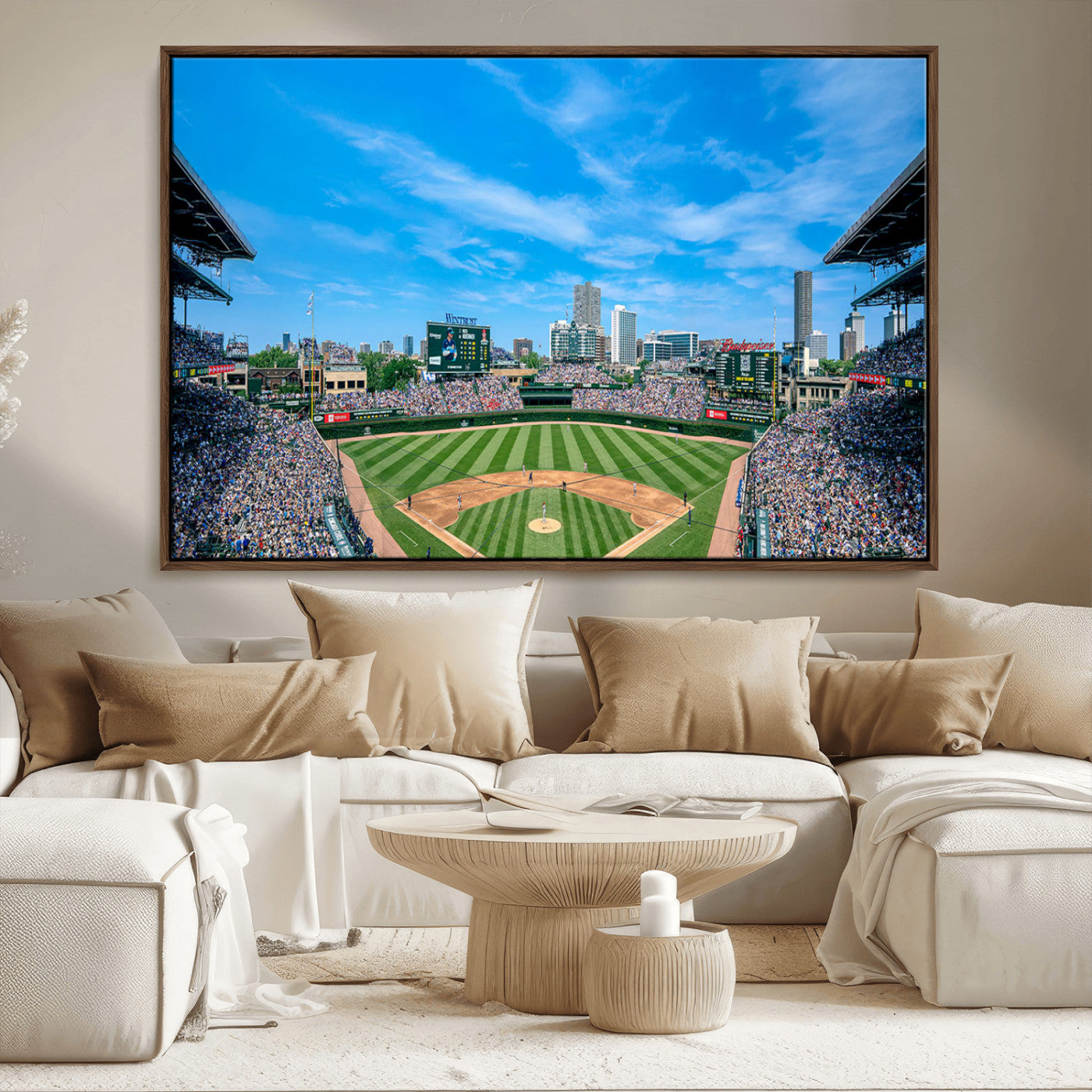 MGV-FC-36X24 - Wrigley Field Chicago Cubs Panoramic Art Multi Piece Canvas - Iconic Baseball Stadium Print for