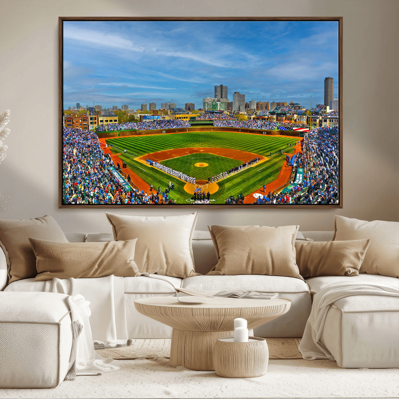 MGV-FC-36X24 - Wrigley Field Chicago Cubs Panoramic Multi Piece Canvas Wall Art - Iconic Baseball Stadium Canvas