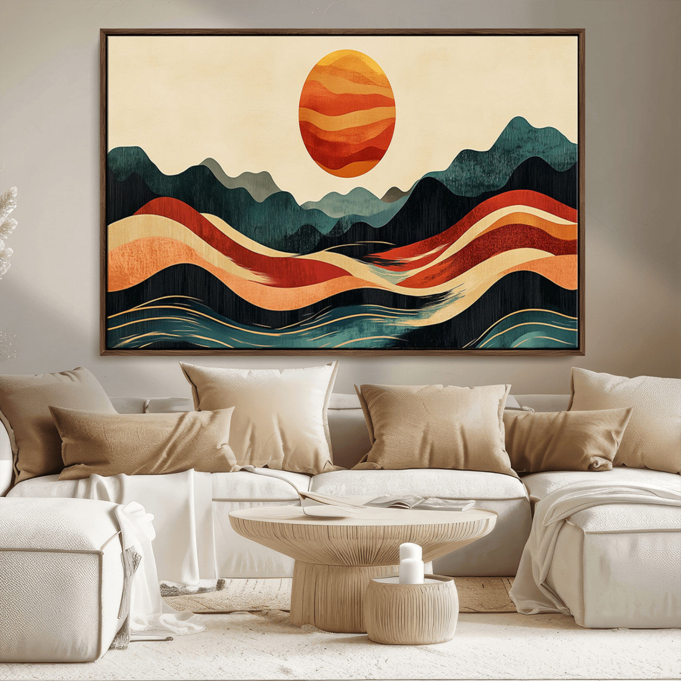 MGV-FC-36X24 - Mountain Triptych Wall Art - Western Nature Prints - Framed Boho Pine Tree Canvas for Log Cabin or
