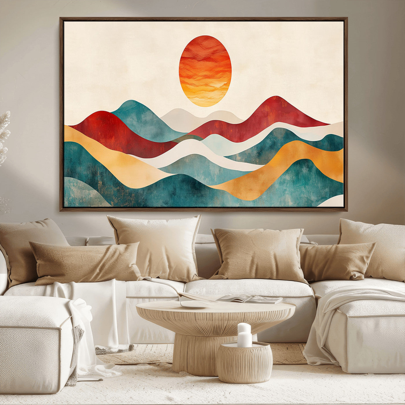 MGV-FC-36X24 - Southwest Mountain Canvas - Boho Triptych Wall Art - Rustic Woodland Nursery Decor - Abstract Nature