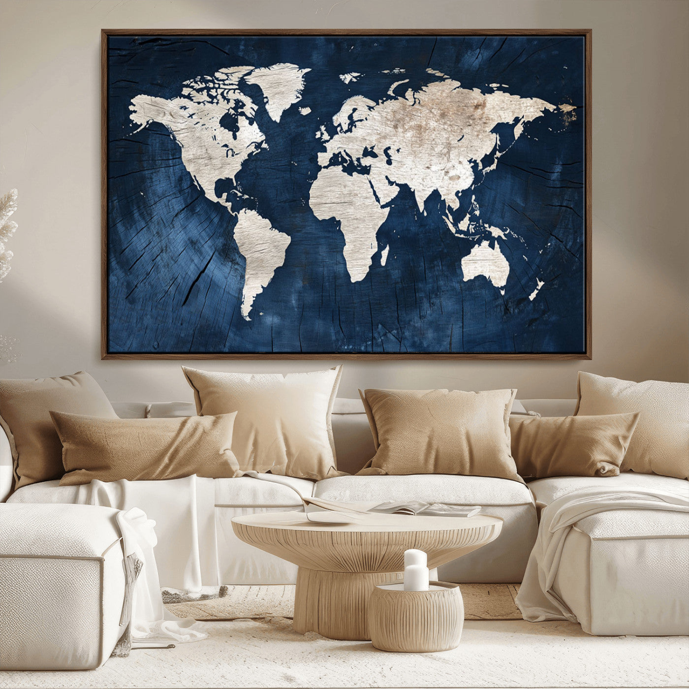 MGV-FC-36X24 - Push Pin World Map Canvas Print – Framed Wall Art for Couples to Track Their Travels – Anniversary