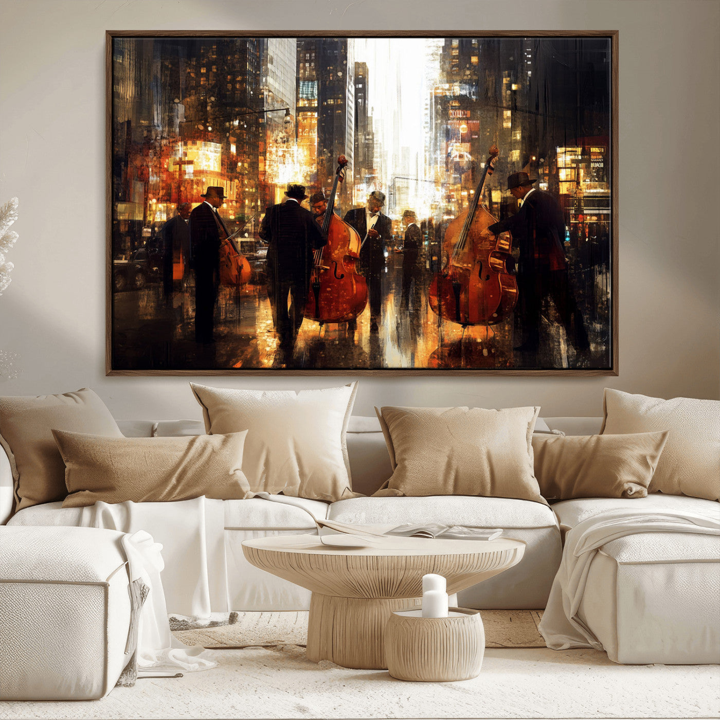 MGV-FC-36X24 - Abstract Jazz Art Wall Art Canvas Print - Framed Abstract Music Canvas - Colorful Instrument Poster