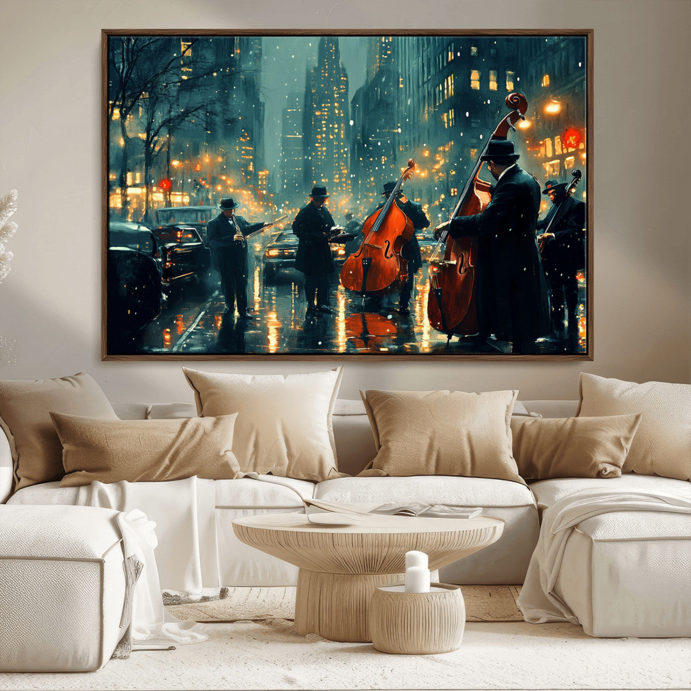 MGV-FC-36X24 - African American Jazz Art Print - Framed Abstract Music Canvas - Colorful Instrument Poster for