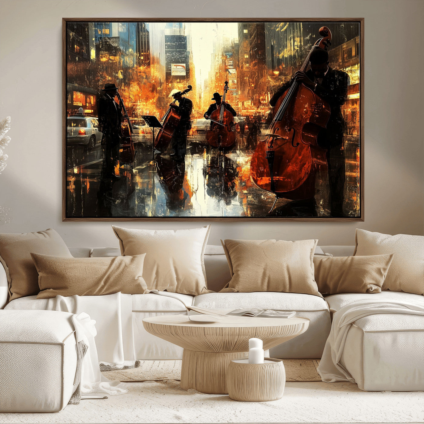 MGV-FC-36X24 - African American Abstract Jazz Wall Art - Framed Abstract Music Canvas - Colorful Instrument Canvsa